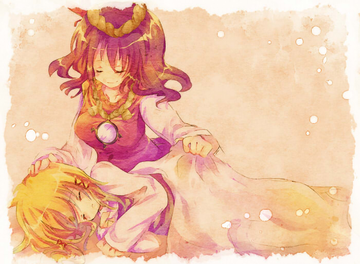 moriya suwako and yasaka kanako (touhou) drawn by rarami