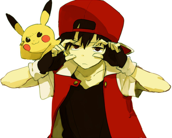 pikachu and red (pokemon and 1 more) drawn by tomtomjm