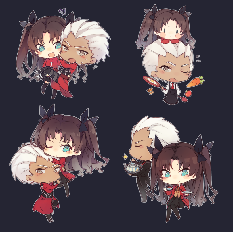 tohsaka rin and archer (fate and 1 more) drawn by saku_(l714884548)