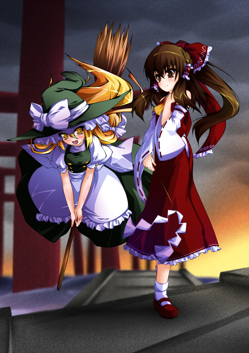 hakurei reimu and kirisame marisa (touhou) drawn by el_(canon_jihad)