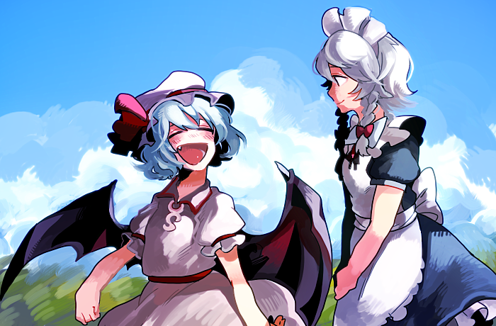 remilia scarlet and izayoi sakuya (touhou) drawn by tabun_(osoracu)