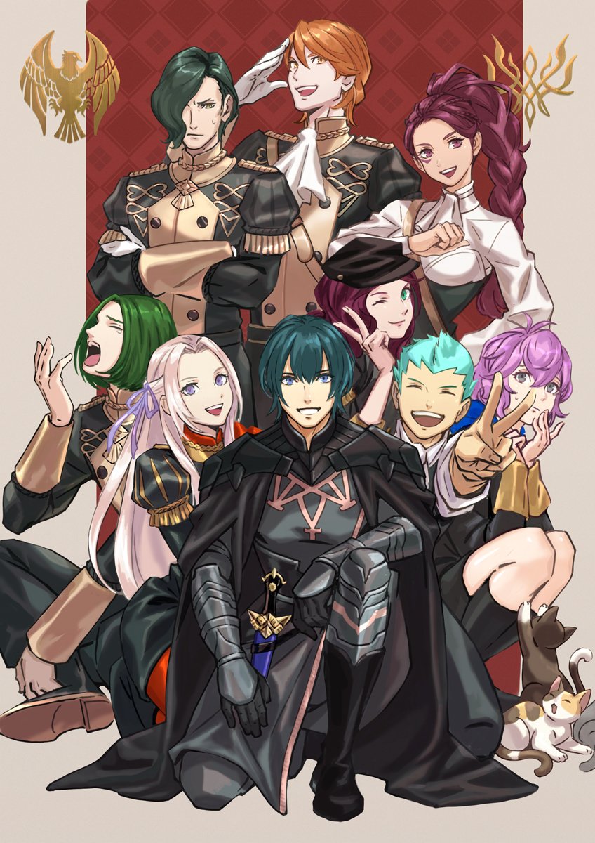 edelgard von hresvelg, male byleth, dorothea arnault, bernadetta von varley, petra macneary, and 4 more (fire emblem and 1 more) drawn by misica