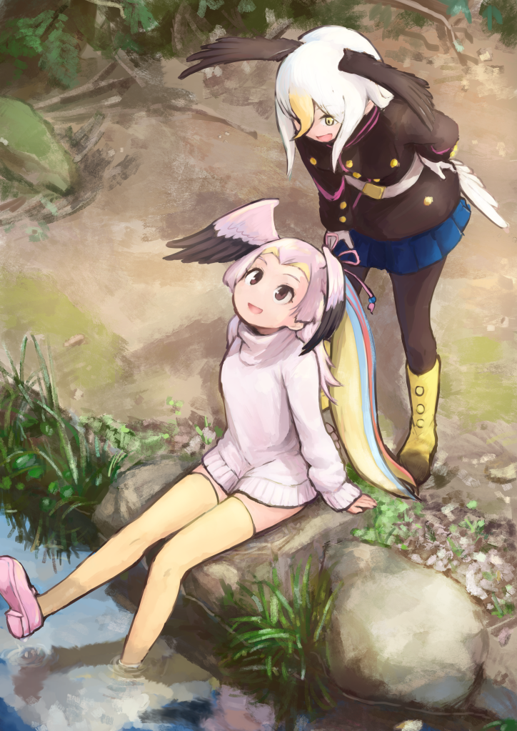 bald eagle and great white pelican (kemono friends) drawn by rumenia_(ao2is)