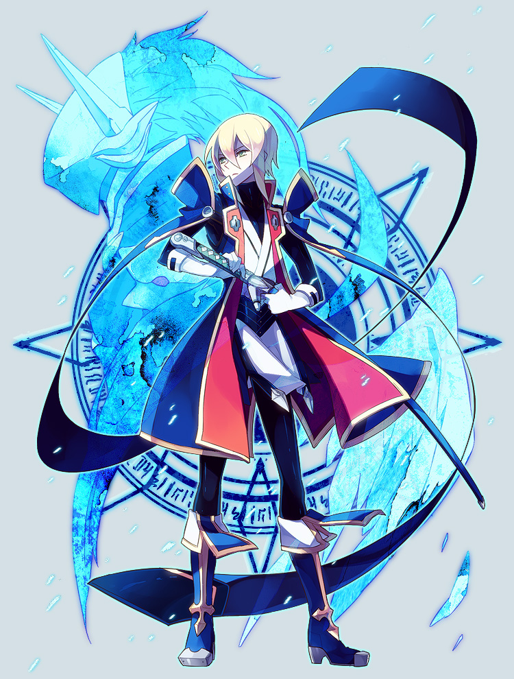 jin kisaragi and hakumen (blazblue) drawn by shiki_(shikki46)
