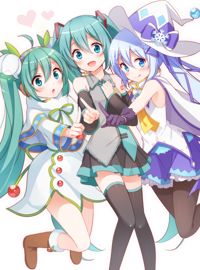 hatsune miku and yuki miku (vocaloid) drawn by snowmi