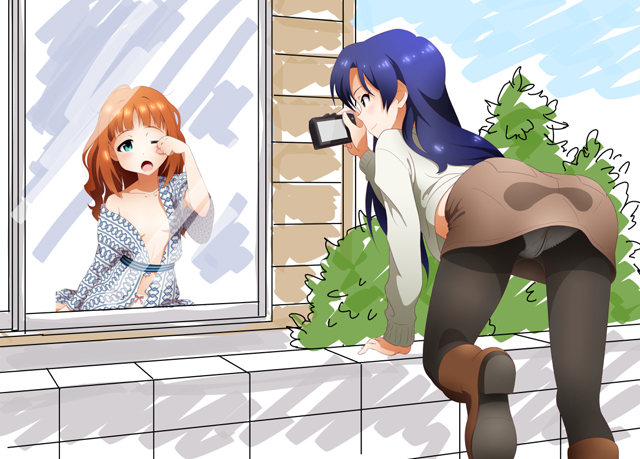 kisaragi chihaya and takatsuki yayoi (idolmaster) drawn by sunsun69