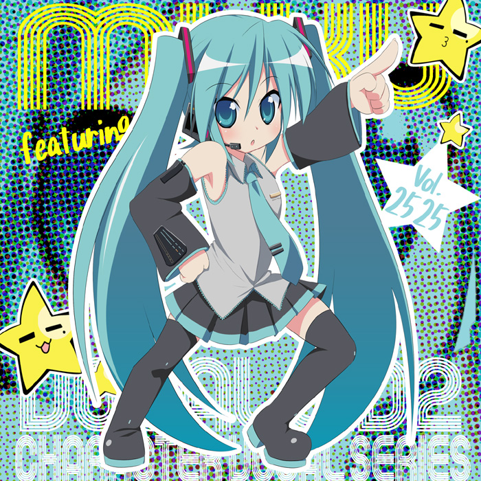 hatsune miku (vocaloid and 1 more) drawn by hoppege