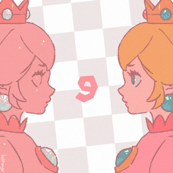 princess peach and pink gold peach (mario and 2 more) drawn by bellhenge