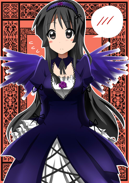 akiyama mio and suigintou (k-on! and 1 more) drawn by yuubi