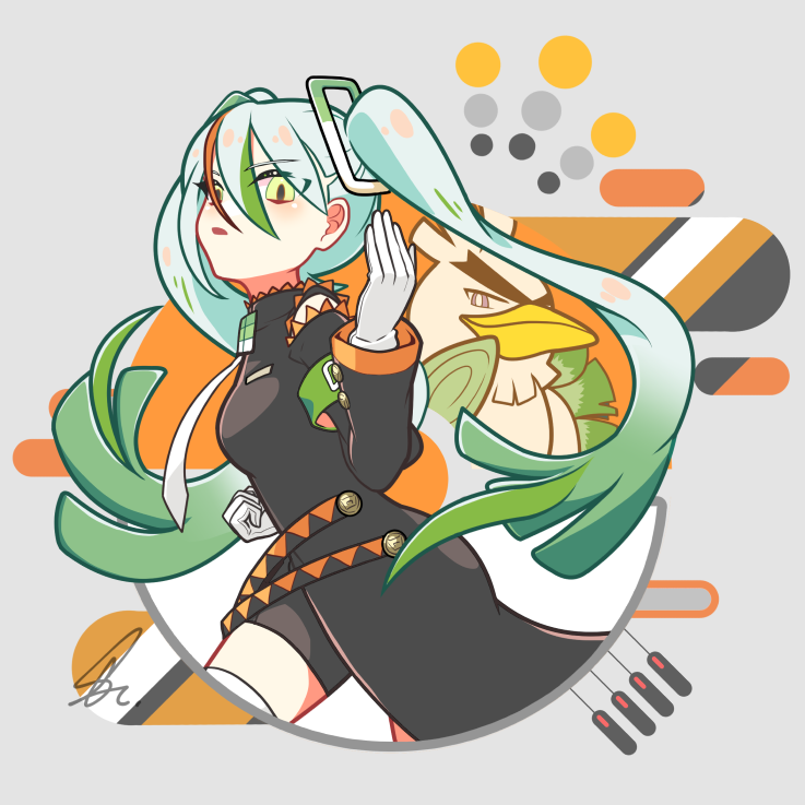 hatsune miku, sirfetch'd, and fighting miku (pokemon and 2 more) drawn by saihate_(d3)