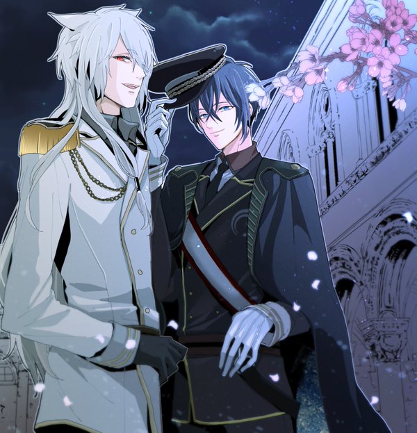 mikazuki munechika and kogitsunemaru (touken ranbu) drawn by coma_(macaron)