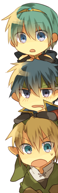 link, ike, and marth (fire emblem and 4 more) drawn by seoto