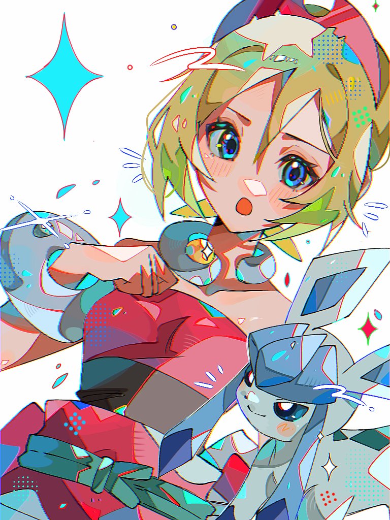 glaceon and irida (pokemon and 1 more) drawn by hami_(3hm6gebdf619771)