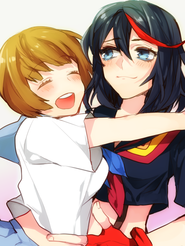 matoi ryuuko, senketsu, and mankanshoku mako (kill la kill) drawn by mogupen