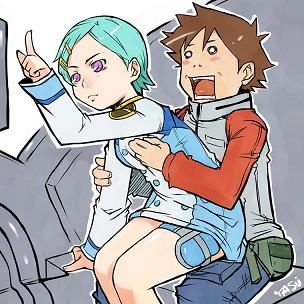 eureka and renton thurston (eureka seven) drawn by yokoyama_yasushi