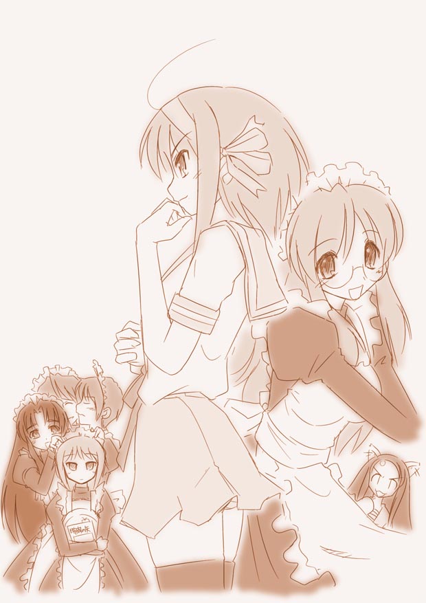 suzumiya haruhi, nagato yuki, asahina mikuru, kyon, asakura ryoko, and 2 more (suzumiya haruhi no yuuutsu) drawn by tamu_(mad_works)