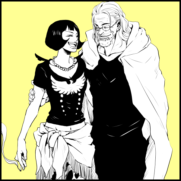 silvers rayleigh and shakuyaku (one piece) drawn by erina_(canaliheath)