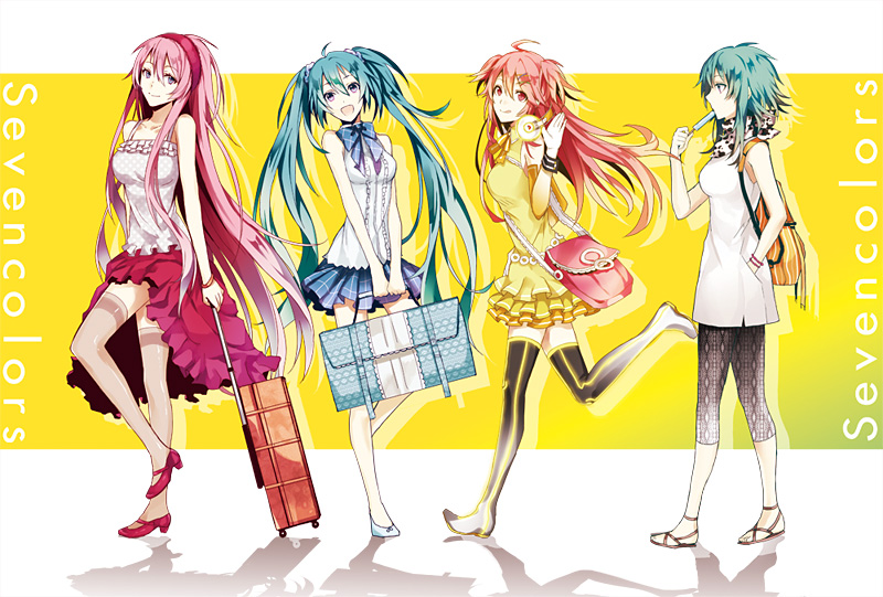 hatsune miku, megurine luka, gumi, and nanase kanon (vocaloid) drawn by arisaka_ako