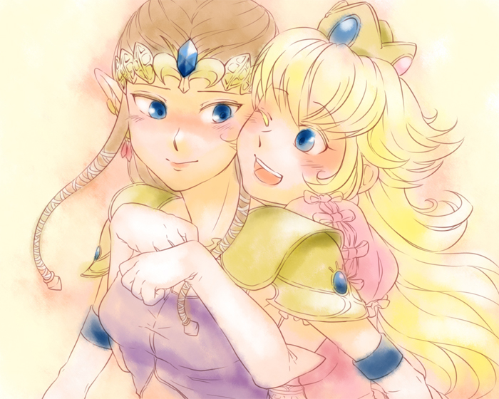 princess zelda and princess peach (the legend of zelda and 3 more) drawn by saiba_(henrietta)