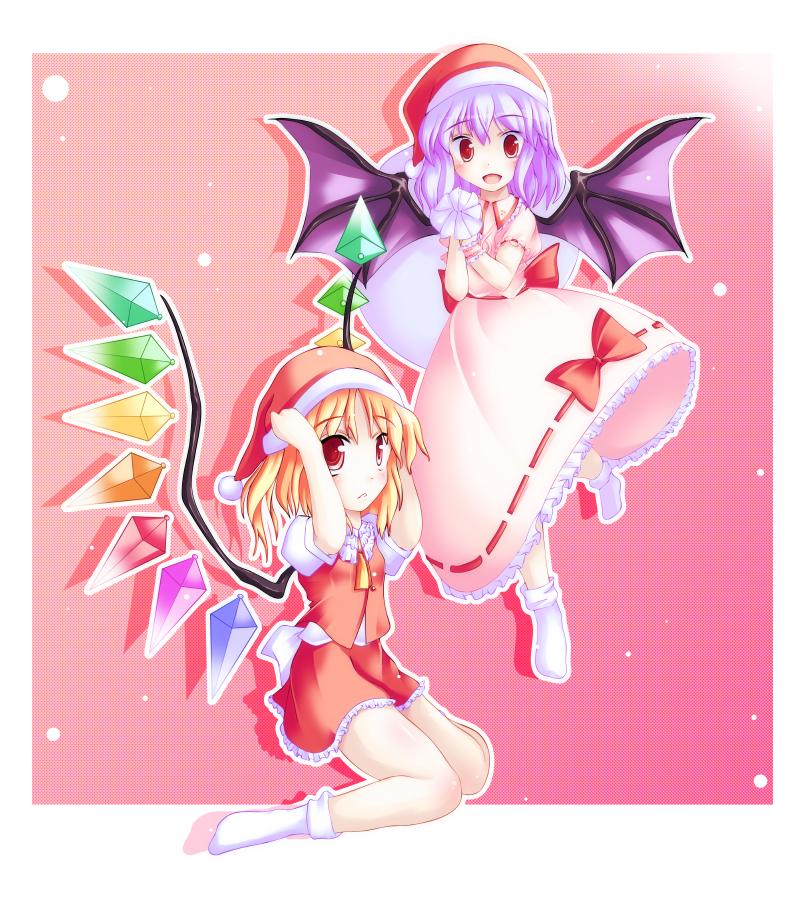 remilia scarlet and flandre scarlet (touhou) drawn by moru_pomu_po