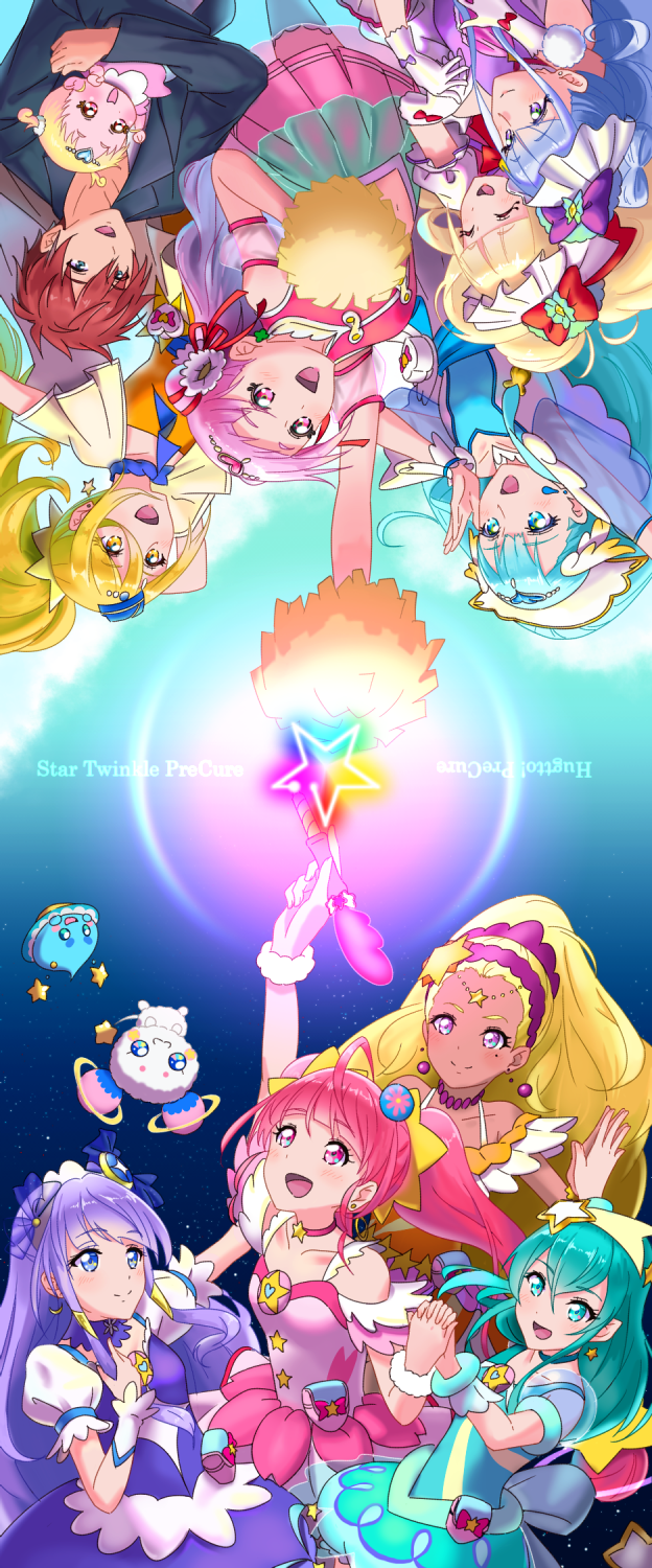 hagoromo lala, hoshina hikaru, nono hana, yakushiji saaya, ruru amour, and 17 more (precure and 2 more) drawn by lov9