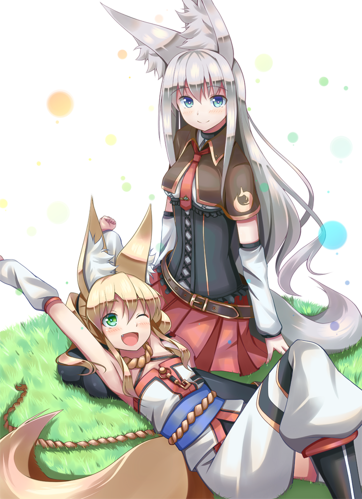kitsunezuka kyuu and elvy frost (original) drawn by akiyasu