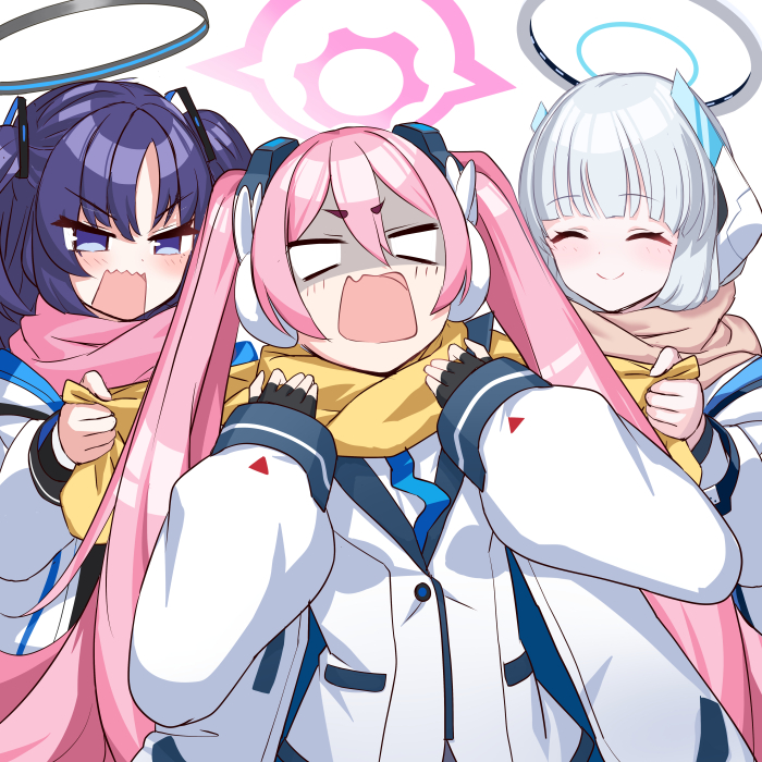 yuuka, noa, and koyuki (blue archive) drawn by o_(rakkasei)