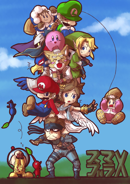 link, kirby, mario, luigi, pit, and 9 more (the legend of zelda and 10 more) drawn by suruga_(135221)