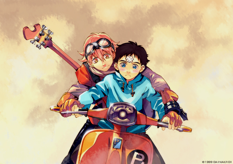 haruhara haruko and nandaba naota (flcl) drawn by sakamoto_masaru
