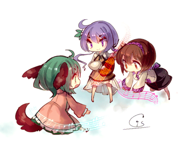 kasodani kyouko, tsukumo benben, and tsukumo yatsuhashi (touhou) drawn by cis_(carcharias)