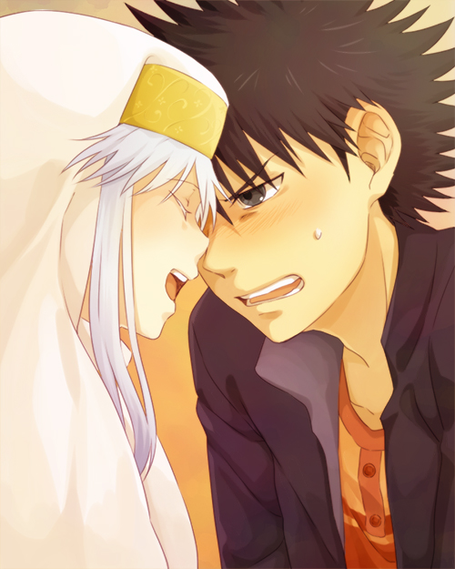 kamijou touma and index (toaru majutsu no index) drawn by saiba_(henrietta)