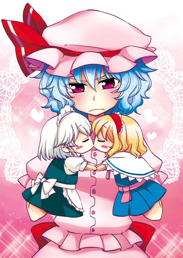 remilia scarlet, izayoi sakuya, and alice margatroid (touhou) drawn by megumiya