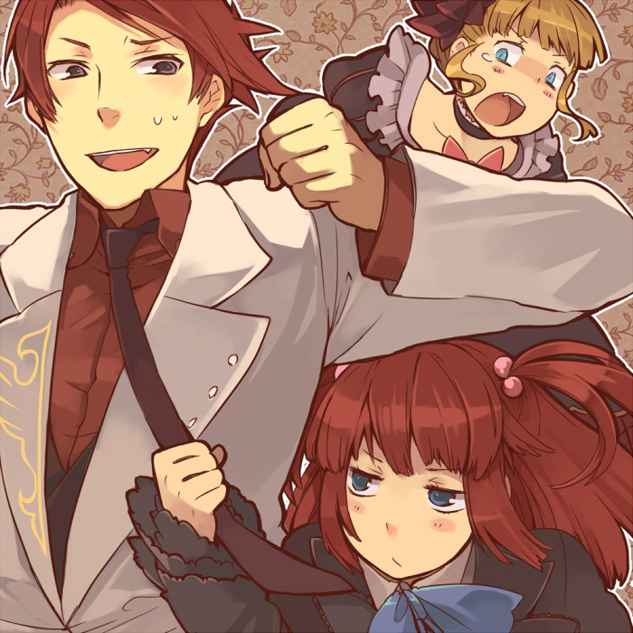 beatrice, ushiromiya battler, and ushiromiya ange (umineko no naku koro ni) drawn by hanokage