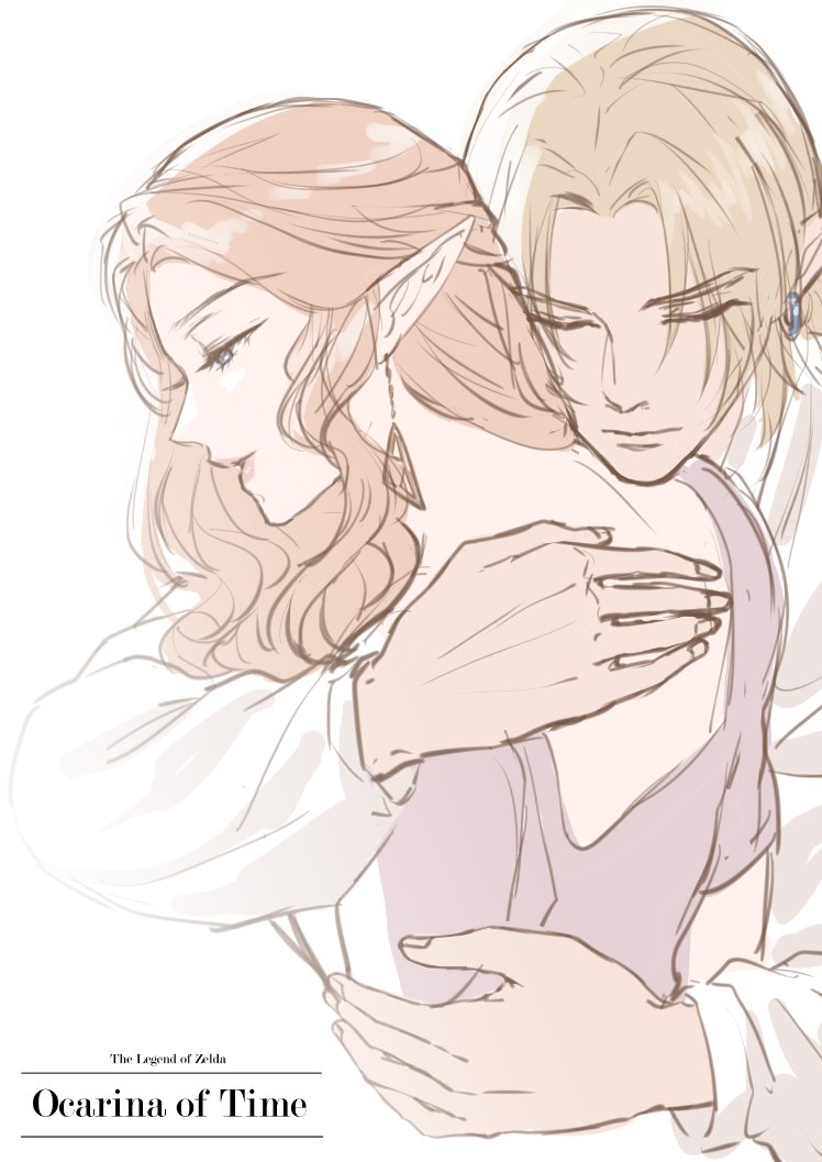link and princess zelda (the legend of zelda and 2 more) drawn by kurokawa_karasu