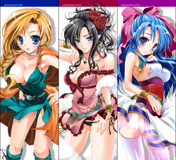 bianca, flora, and deborah (dragon quest and 1 more) drawn by bankoku_ayuya