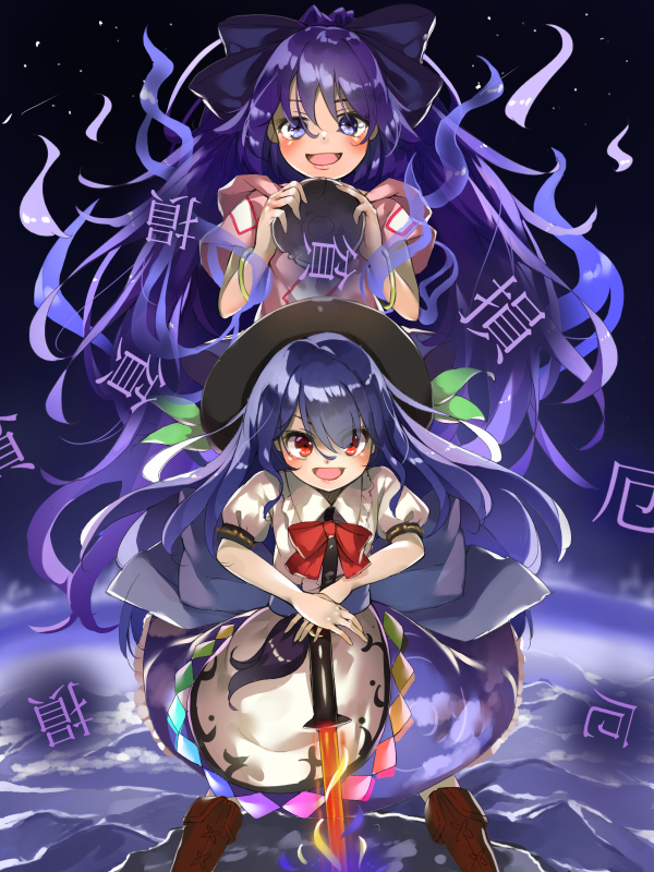 hinanawi tenshi and yorigami shion (touhou) drawn by piyodesu