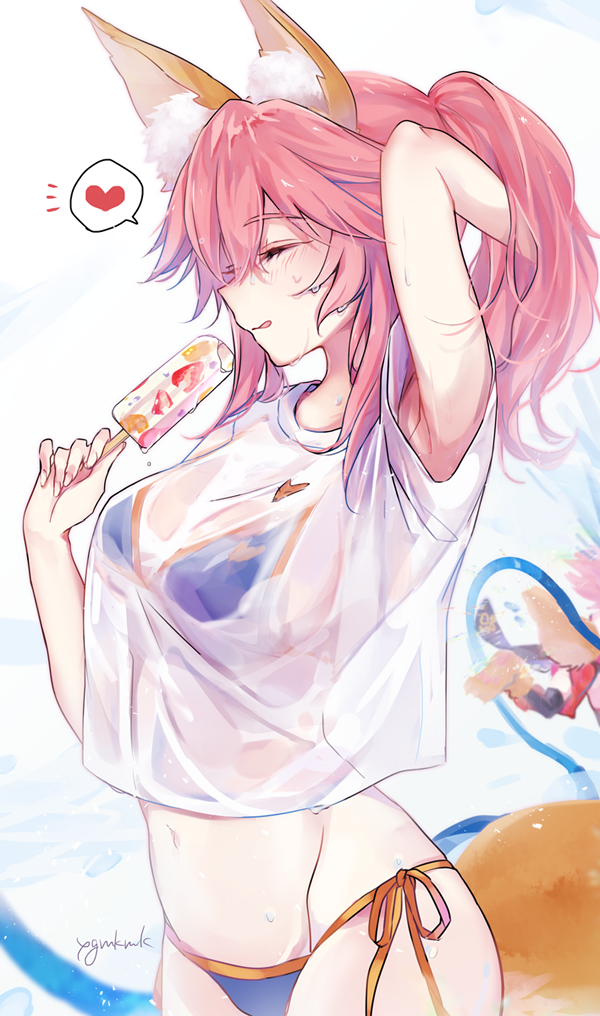 tamamo, tamamo cat, and tamamo no mae (fate and 1 more) drawn by yukimiya_yuge