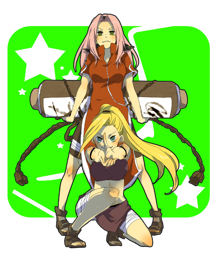 haruno sakura and yamanaka ino (naruto) drawn by tomo_(sjim)