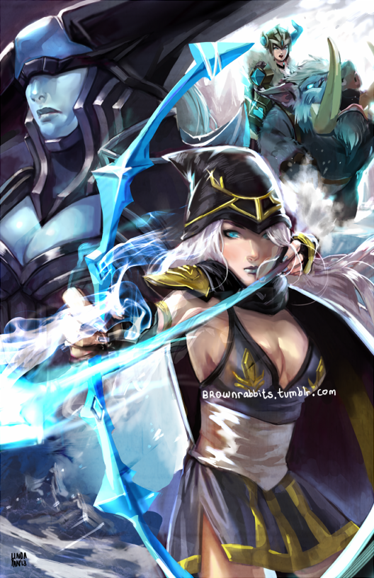 ashe, sejuani, lissandra, and bristle (league of legends) drawn by linda_yan