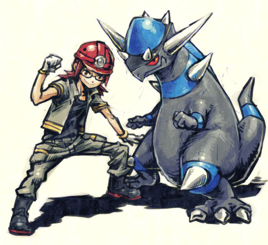 roark and rampardos (pokemon and 1 more) drawn by meimaru_inuchiyo