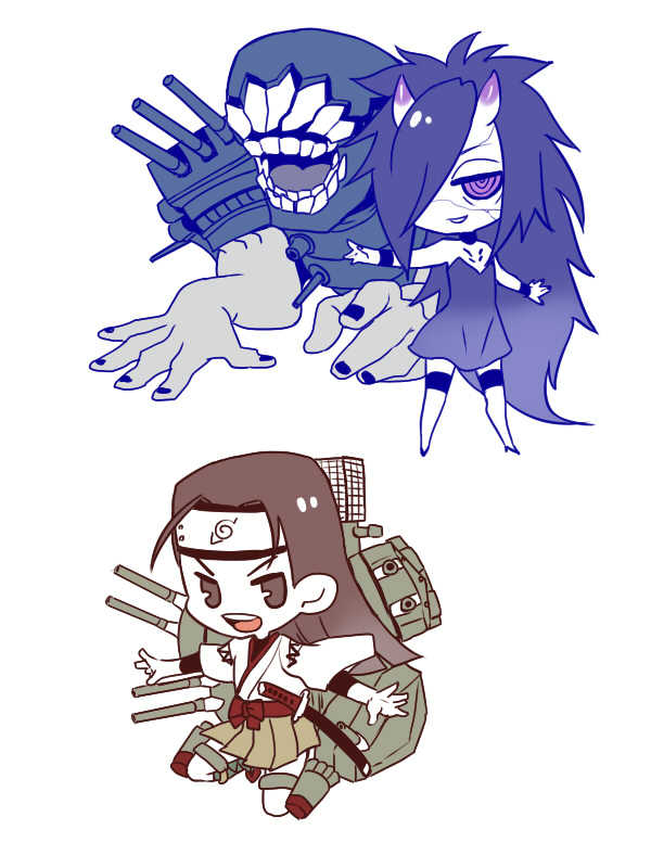 ise, battleship princess, uchiha madara, and senju hashirama (kantai collection and 2 more) drawn by zuwai_kani