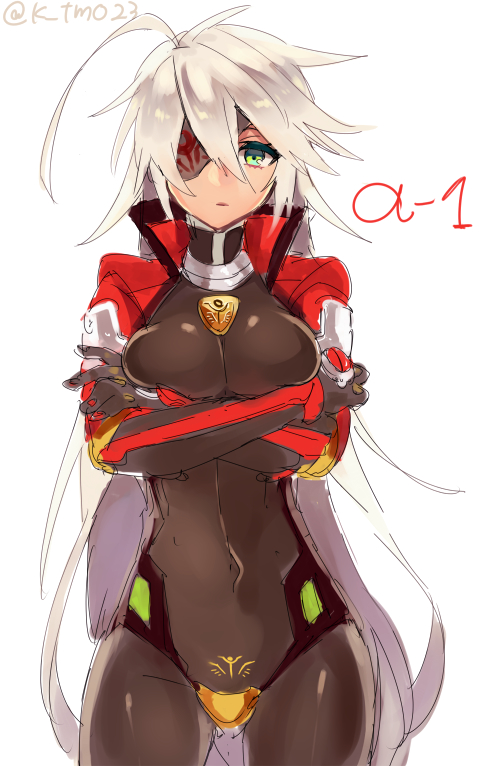 ragna the bloodedge and alpha-01 (blazblue) drawn by tomo_(tomorag7)