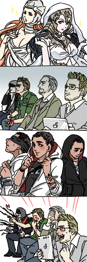 alex mercer, desmond miles, shaun hastings, clay kaczmarek, william miles, and 2 more (assassin's creed and 1 more) drawn by yuki_(yuhzen)