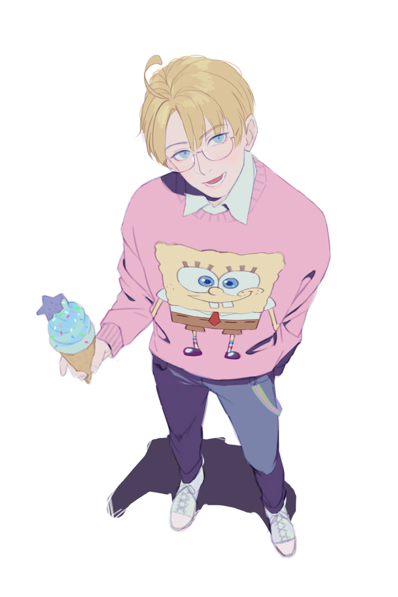 america and spongebob squarepants (axis powers hetalia and 1 more) drawn by huacai