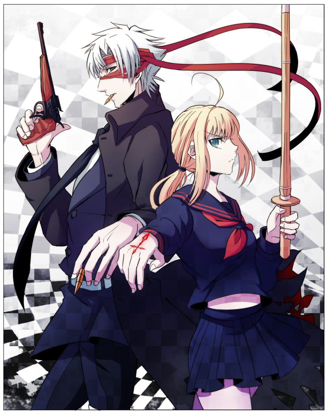 artoria pendragon, emiya kiritsugu, and master artoria (fate and 3 more) drawn by yukihime_(mofumofu2225)