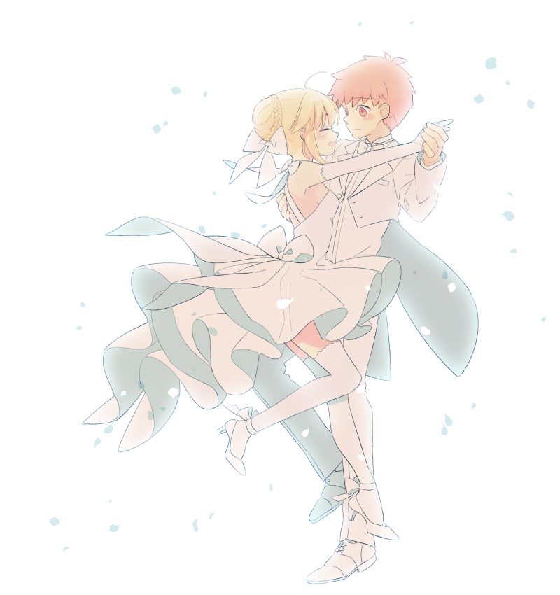 artoria pendragon, saber, and emiya shirou (fate and 1 more) drawn by 87banana