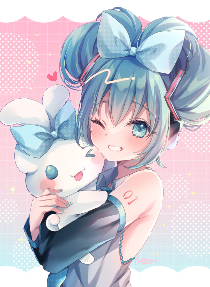 hatsune miku, cinnamoroll, and cinnamiku (vocaloid and 2 more) drawn by nemuri_nemu