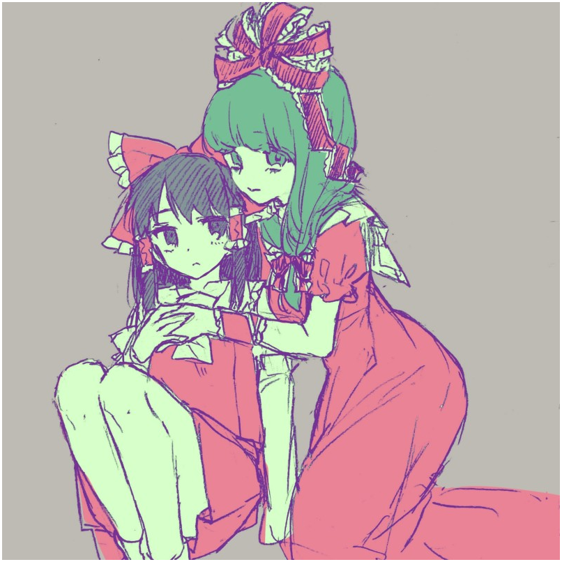 hakurei reimu and kagiyama hina (touhou) drawn by sinny-garden