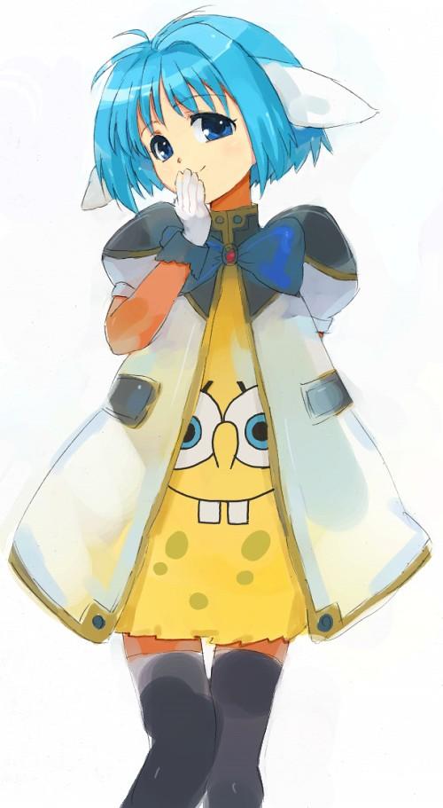 mint blancmanche and spongebob squarepants (galaxy angel and 1 more) drawn by asasow