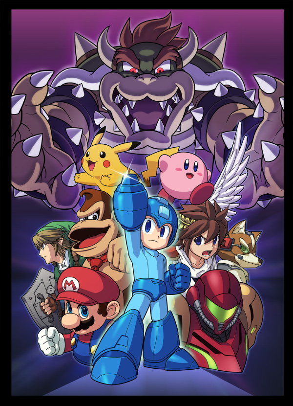 link, pikachu, kirby, samus aran, mario, and 5 more (pokemon and 9 more) drawn by higurashi_ryuuji